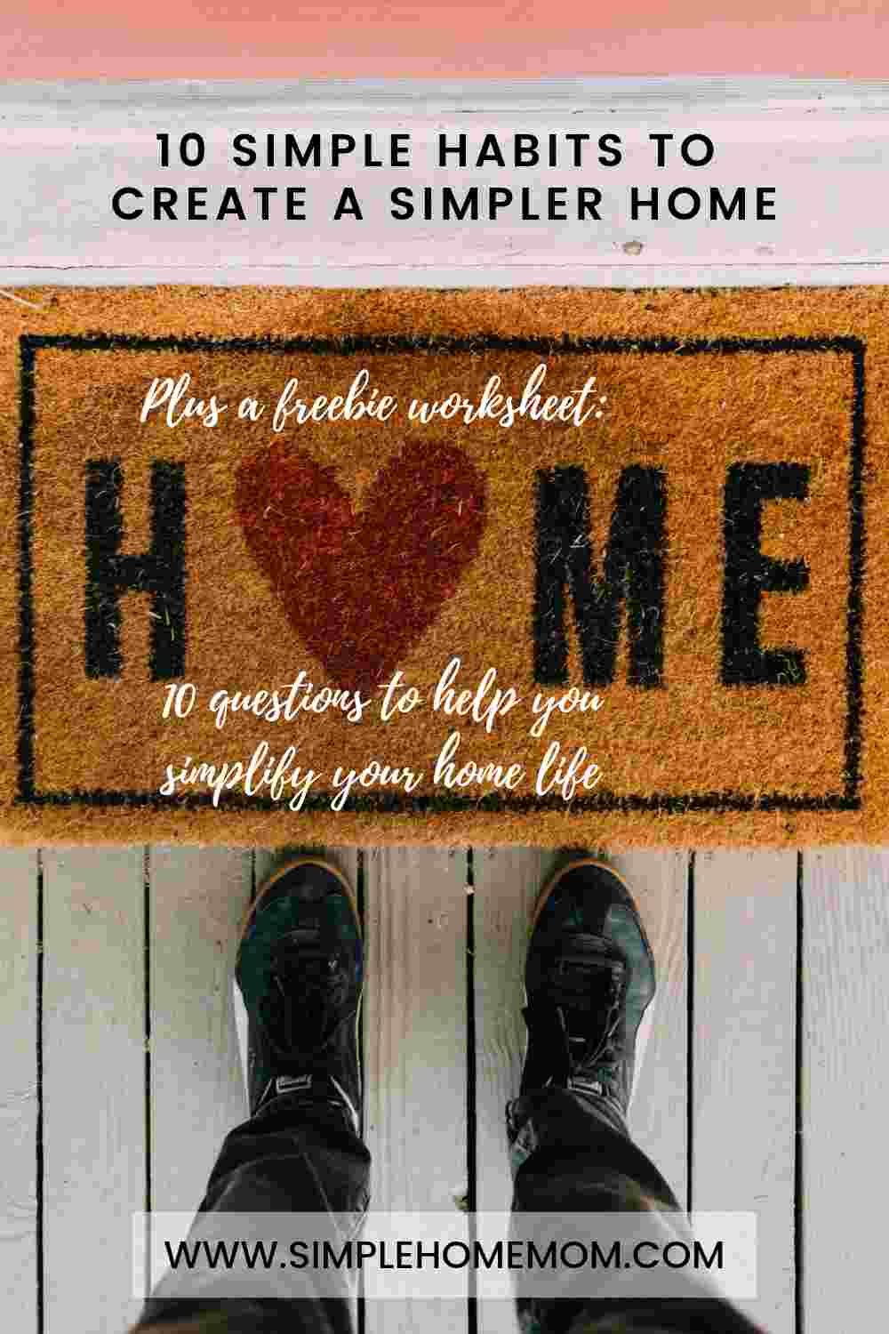 Someone standing next to a doormat that says "home."