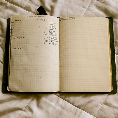 A picture of my journal opened up.